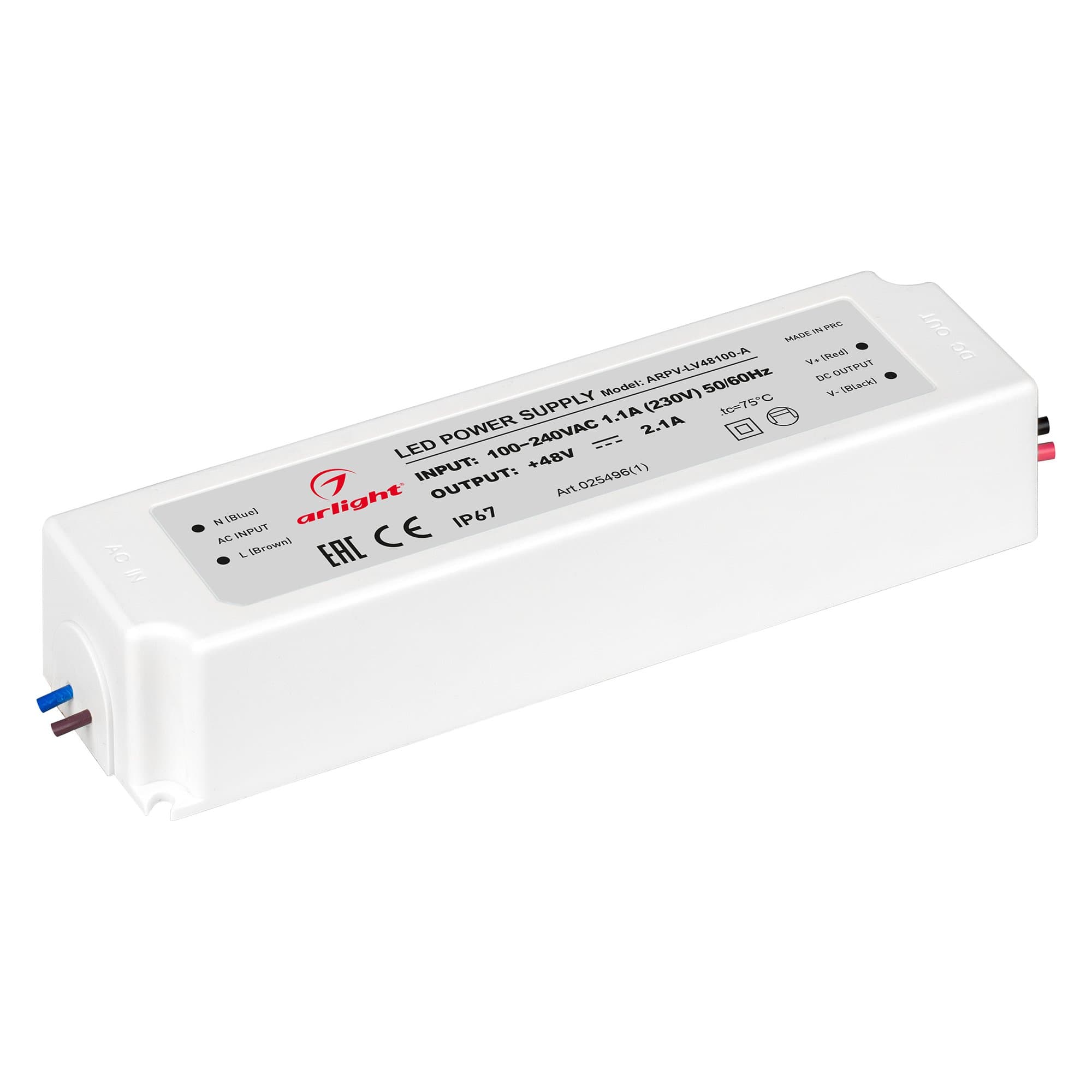 Arlight Блок питания ARPV-LV48100-A (48V, 2.1A, 100W) (IP67 Пластик, 3 года) 025496(1) — миниатюра 1