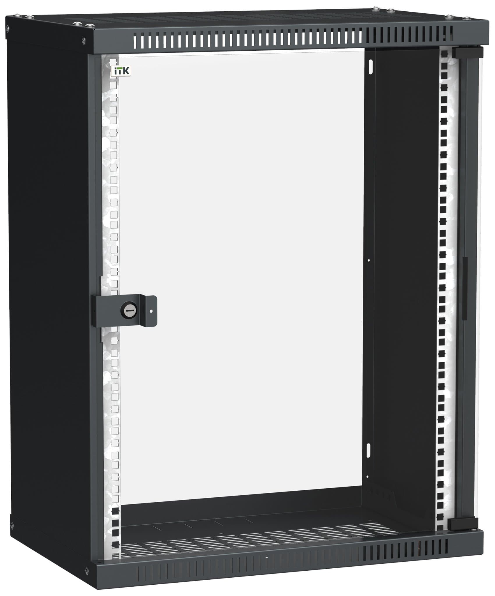 IEK LINEA WE ITK Шкаф LINEA WE 15U 550x350мм дверь, стекло черный LWE5-15U53-GF — миниатюра 1