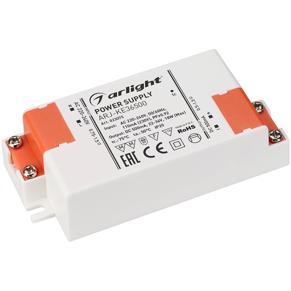 Arlight Блок питания ARJ-KE36500 (18W, 500mA, PFC) (IP20 Пластик, 5 лет) 023075 — миниатюра 1