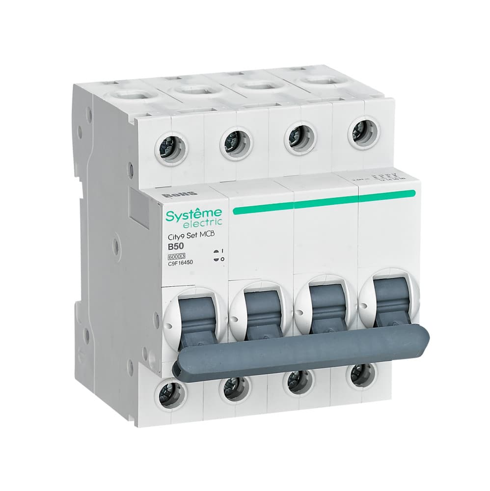 Systeme Electric City9 Set Автоматический выключатель (АВ) B 50А 4P 6kA 400В C9F16450