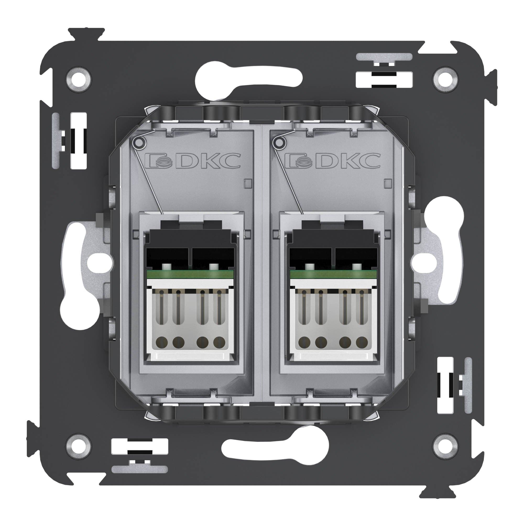 DKC Компьютерная розетка RJ-45 в стену, кат.6 двойная,"Avanti", "Закаленная сталь" — миниатюра 3