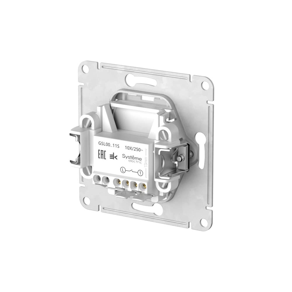Systeme Electric Glossa Белый Выключатель 1-клавишный, сх.1, 10АХ, мех., быстрозажим. клем. — миниатюра 2