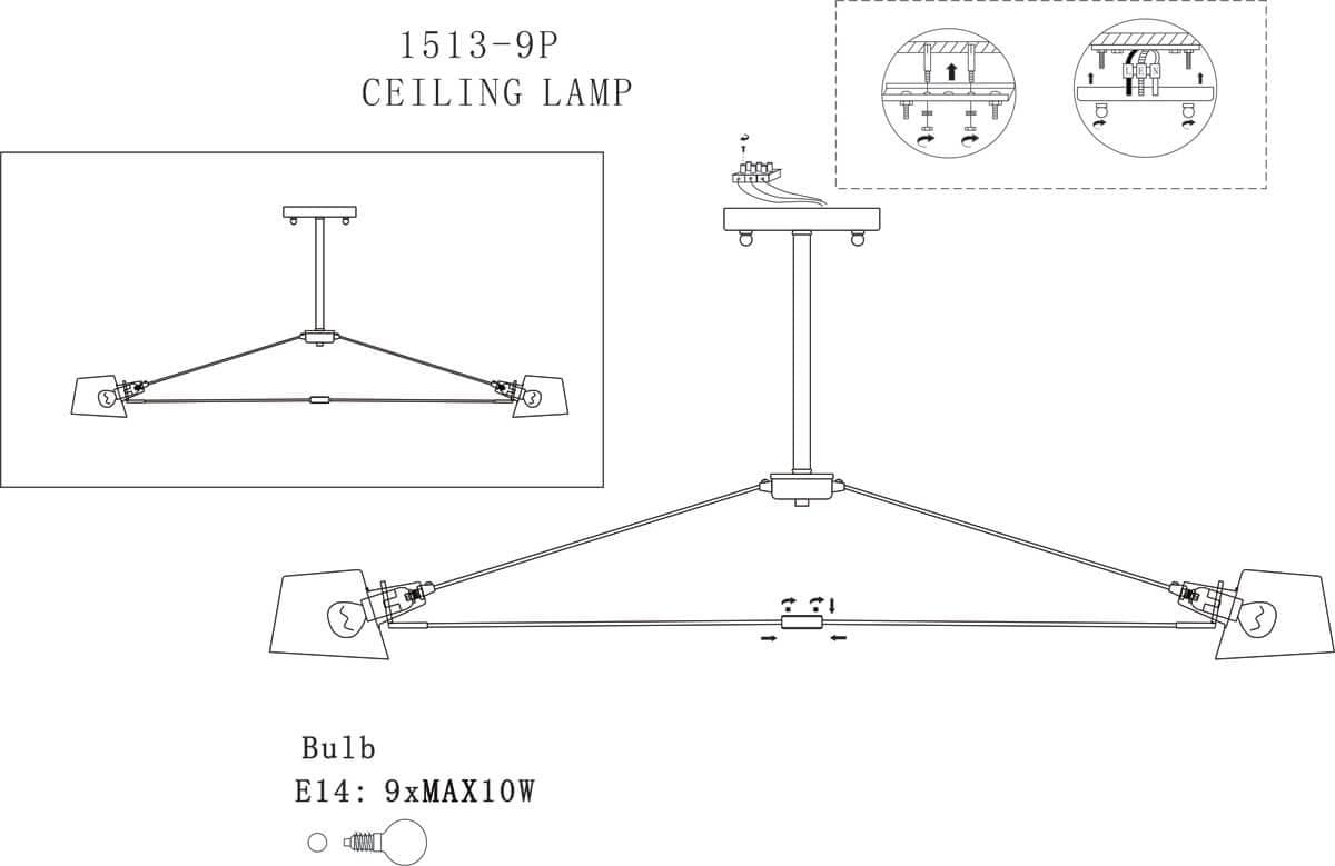 Favourite Eimer Белая Люстра 9*E14*40W 1513-9P — миниатюра 2