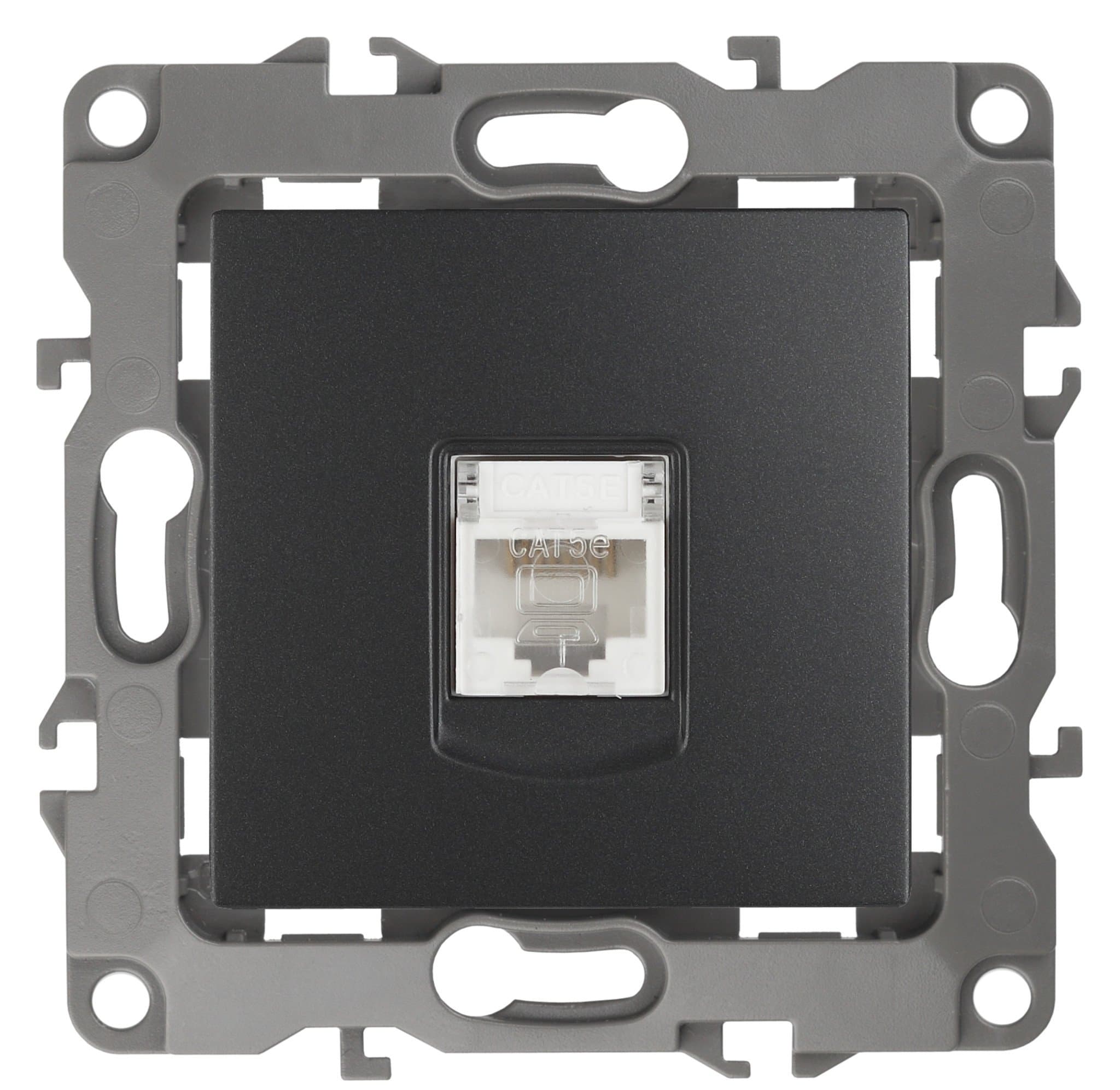 ЭРА 12-3107-05 Антрацит Розетка информационная RJ45, IP20, 12