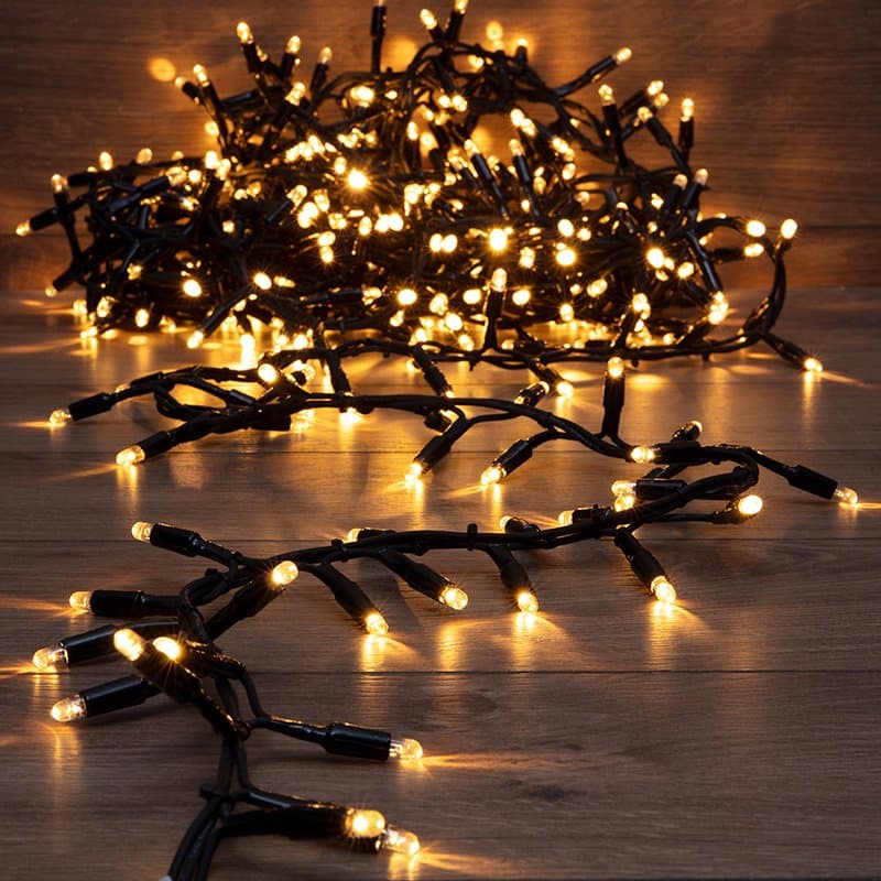 NEON-NIGHT Гирлянда «Кластер» 10 м, 400 LED, черный каучук, IP67, соединяемая, цвет свечения теплый белый 315-266
