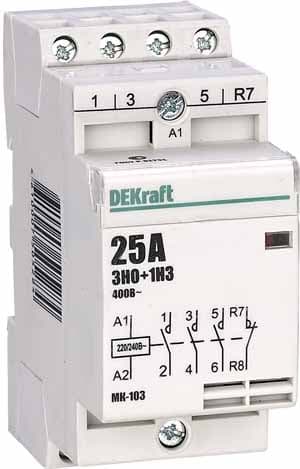 Dekraft Модульный контактор 3НО+1НЗ 20А 230В МК-103 — миниатюра 4