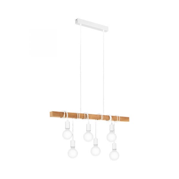 Eglo 33165 Подвес TOWNSHEND, 6х60W (E27), L1000, B100, H1100, сталь, белый/дерево, коричневый — миниатюра 1