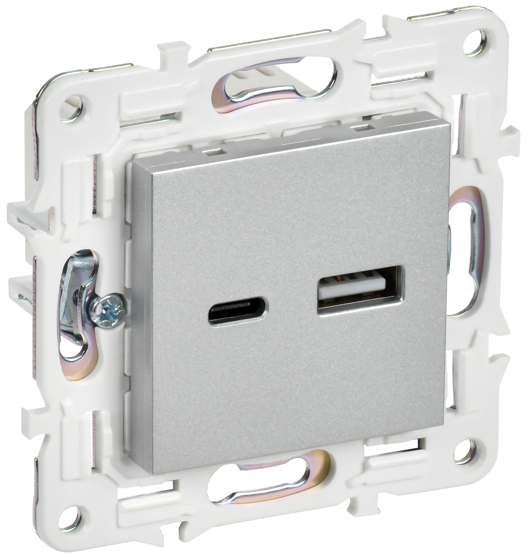 IEK SKANDY Серебряный Розетка USB A+C 3,1А SK-R14S — миниатюра 1