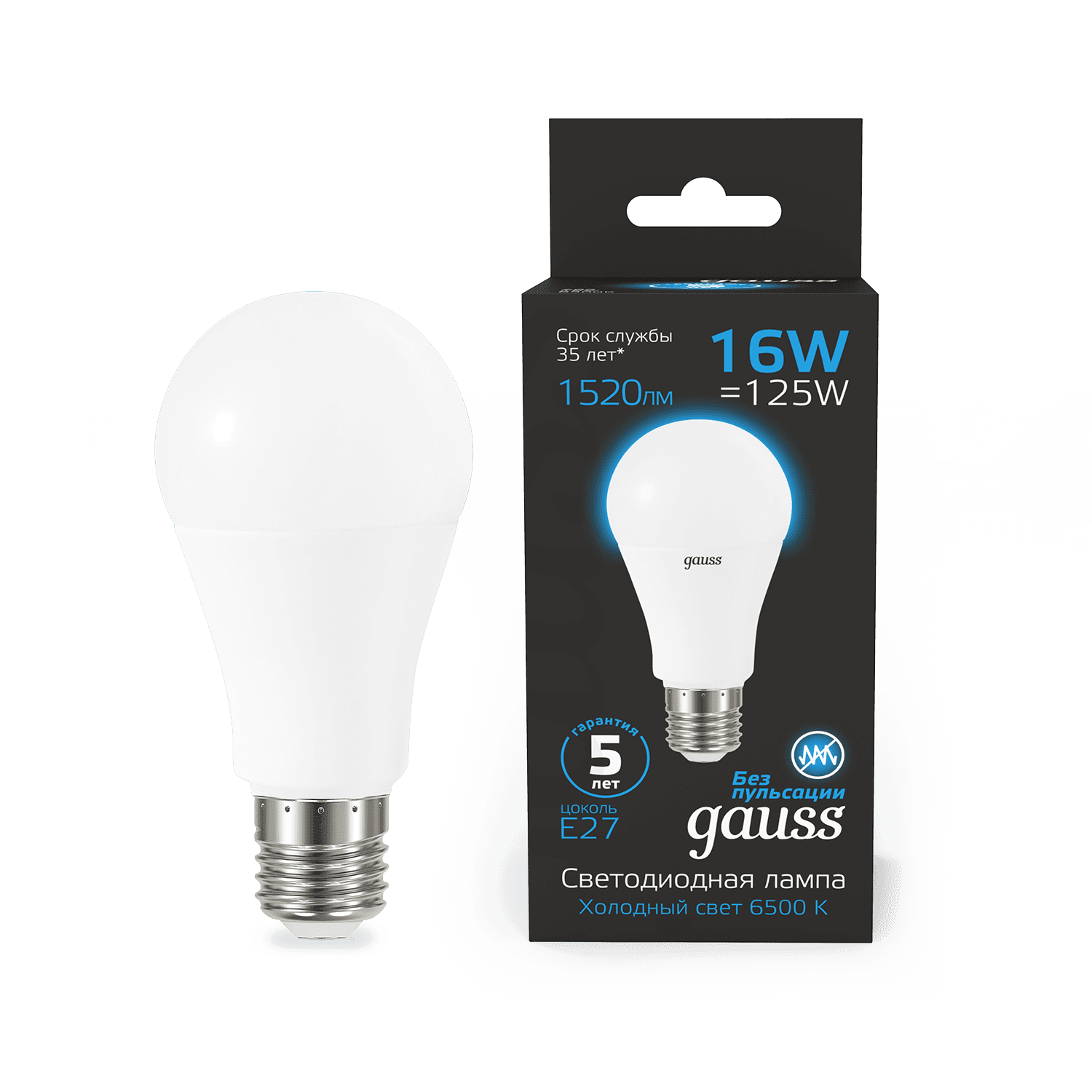 Gauss Лампа A60 16W 1520lm 6500K E27 LED 102502316 — миниатюра 8