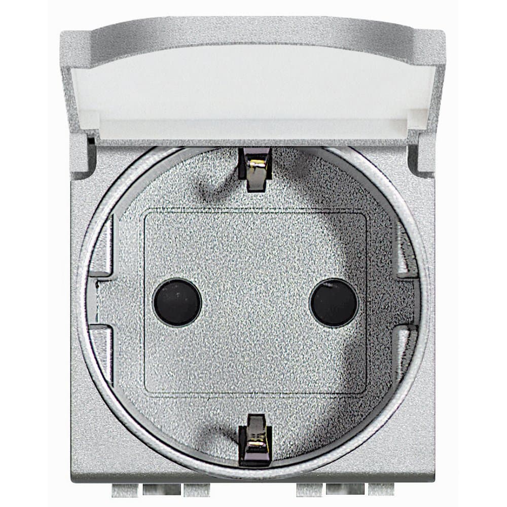 BT LL Алюминий Розетка 2К+З с крышкой NT4141PW