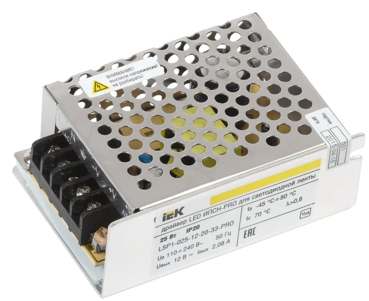 IEK Драйвер LED ИПСН-PRO 25Вт 12 В блок - клеммы IP20 — миниатюра 1