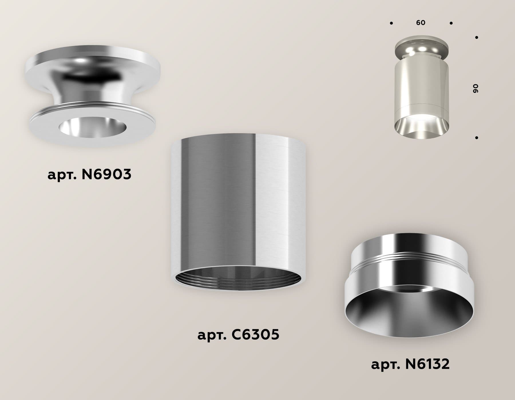 Ambrella Комплект накладного светильника XS6305042 PSL серебро полированное MR16 GU5.3 (N6903, C6305, N6132) — миниатюра 2