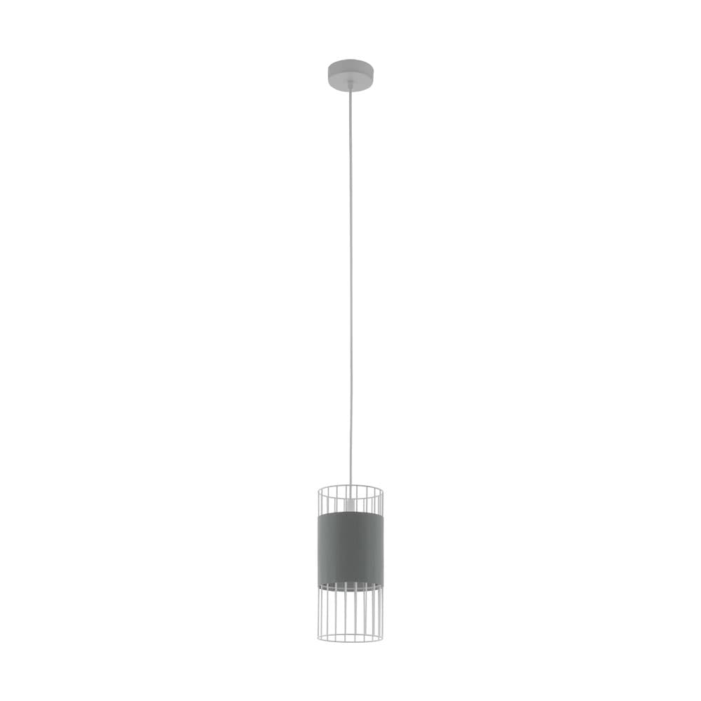 Eglo 97954 Подвес NORUMBEGA, 1х60W (E27), 140, H1100, сталь, белый / cталь, текстиль, белый, серый