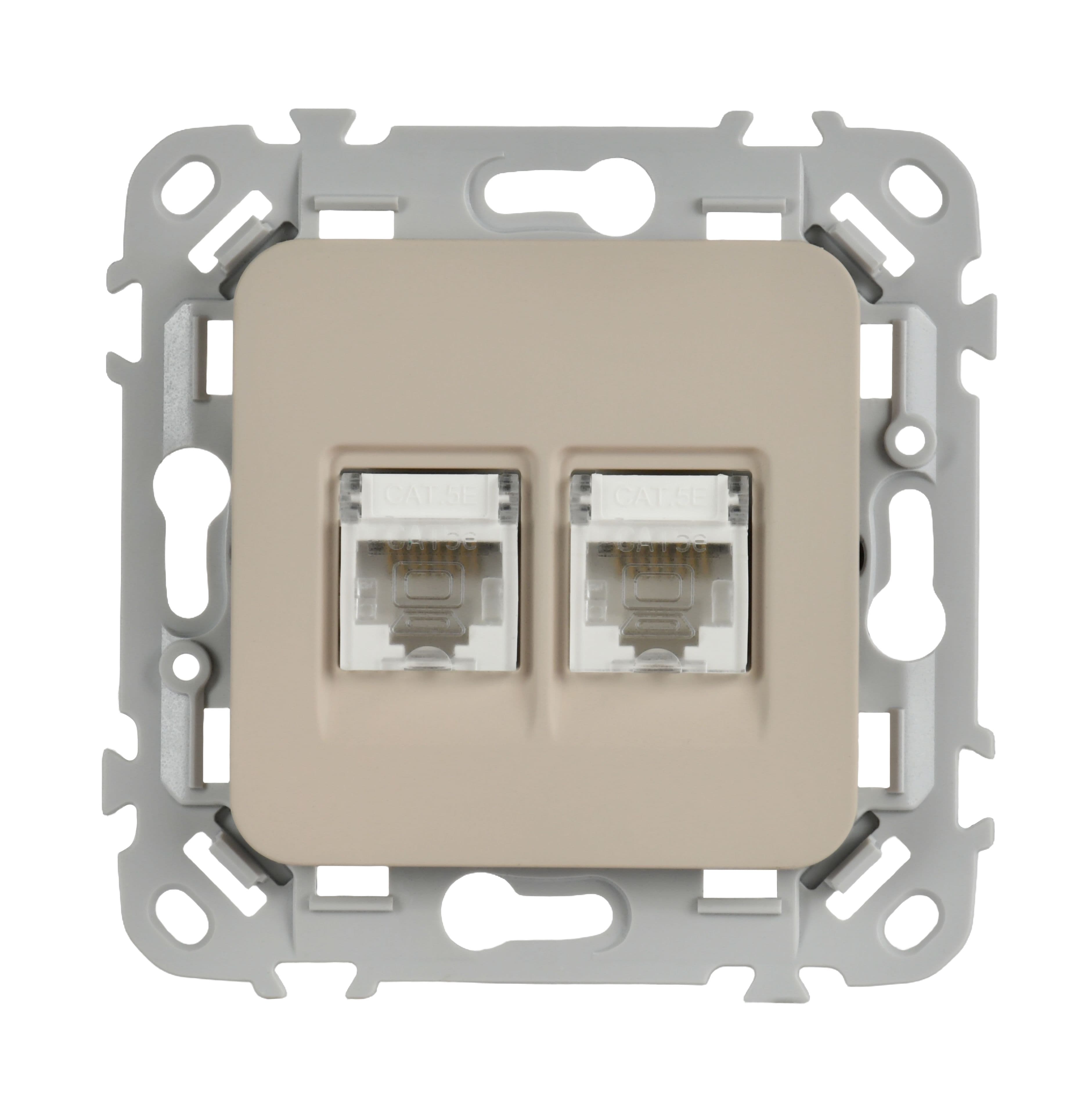 IEK FLITE Льняной Розетка 2-местная компьютерная RJ45 категория 5Е UTP — миниатюра 2