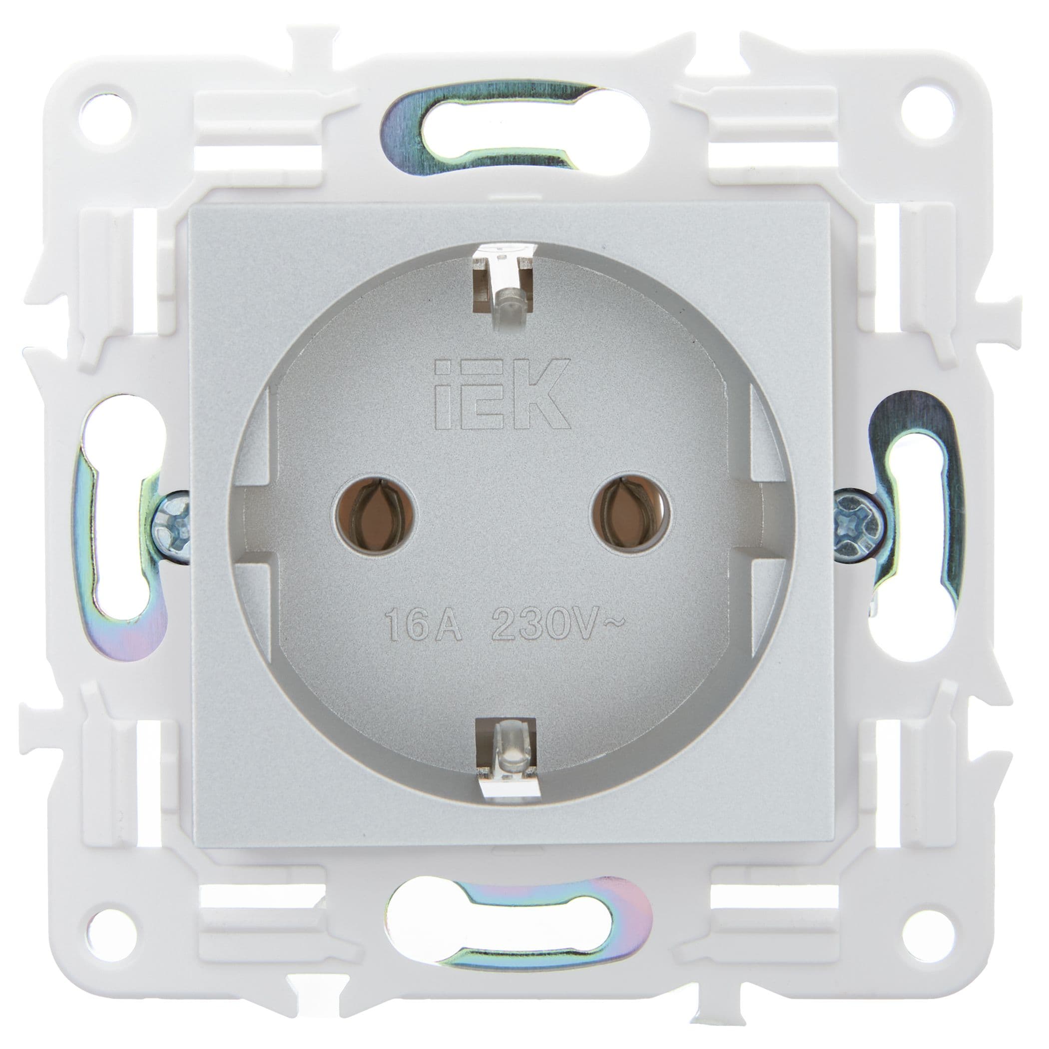 IEK SKANDY Серебряный Розетка с/з без защитных шторок 16А SK-R05S — миниатюра 2