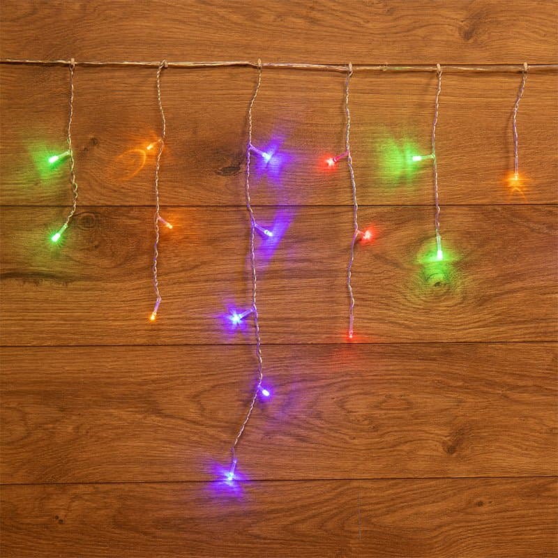NEON-NIGHT Гирлянда Айсикл (бахрома) светодиодный, 1,8 х 0,5 м, прозрачный провод, 230 В, диоды МУЛЬТИКОЛОР 255-019 — миниатюра 1