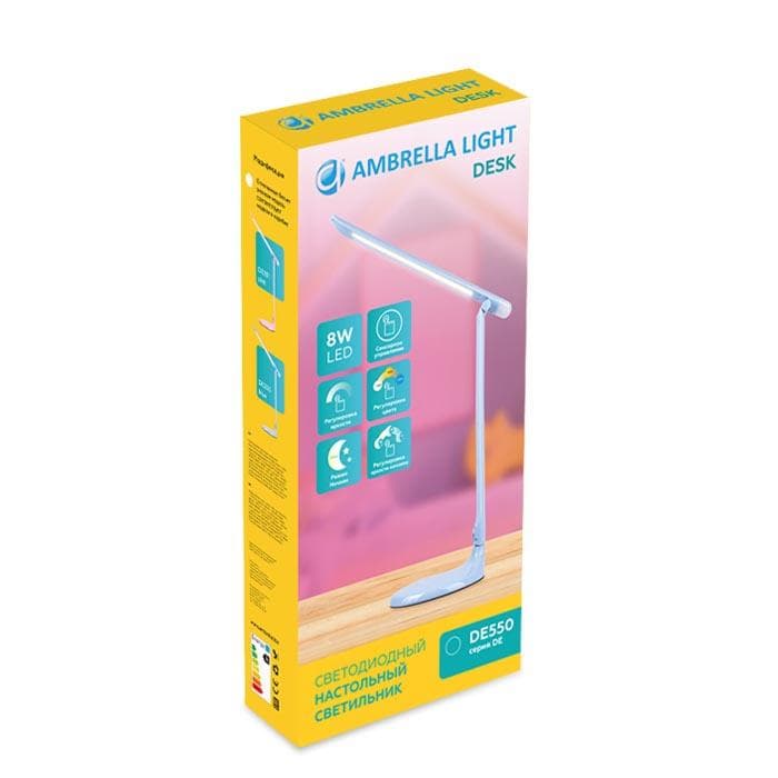 Ambrella Настольная светодиодная лампа с ночником DE550 BL голубой LED 3000-6400K 8W — миниатюра 2