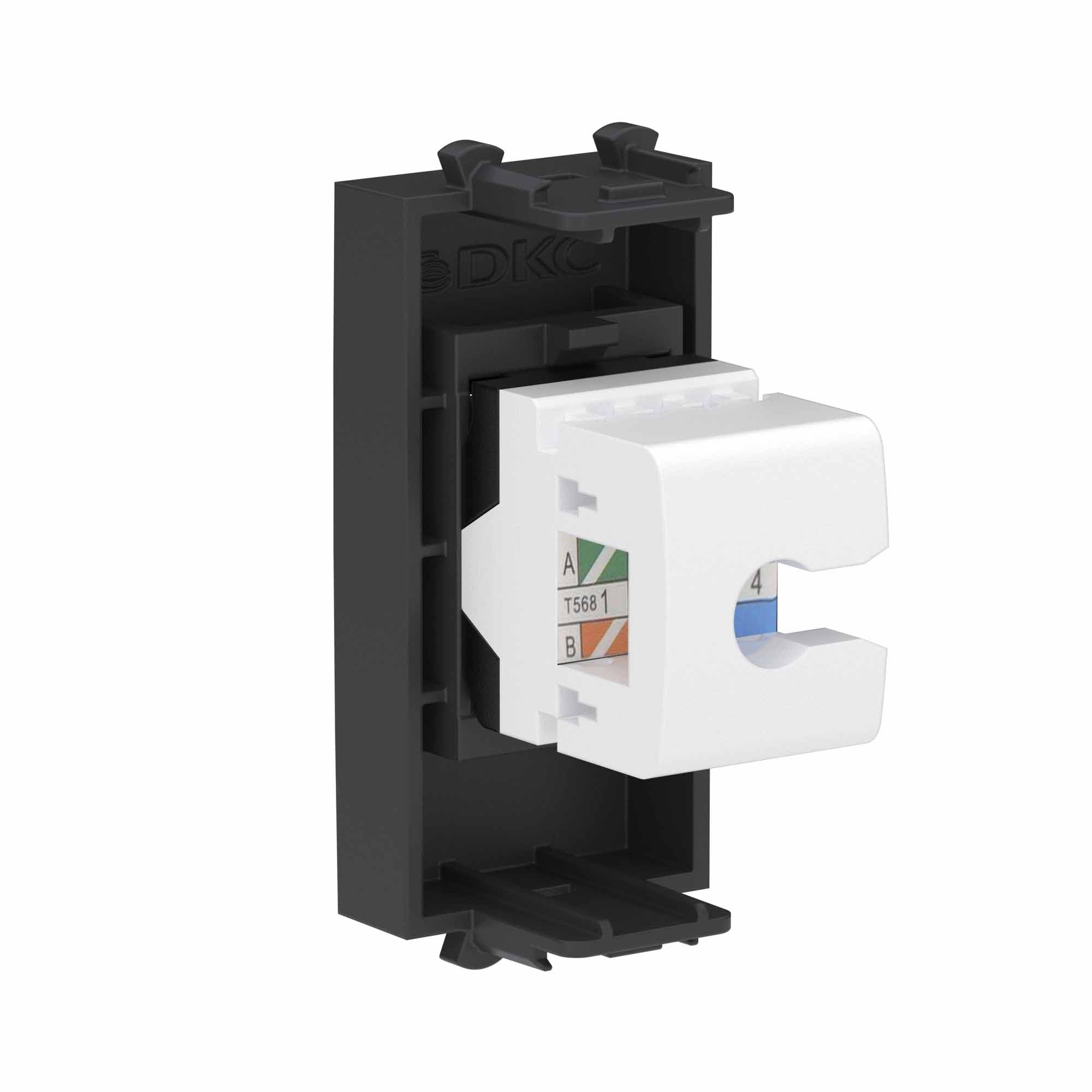DKC Компьютерная розетка RJ-45 без шторки модульная, кат.6А, "Avanti", "Черный матовый", 1 модуль — миниатюра 3