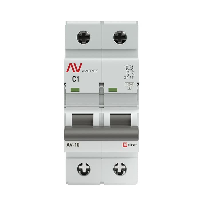 EKF Averes AV-10 Автоматический выключатель (С) 2P 1А 10kA mcb10-2-01C-av — миниатюра 2