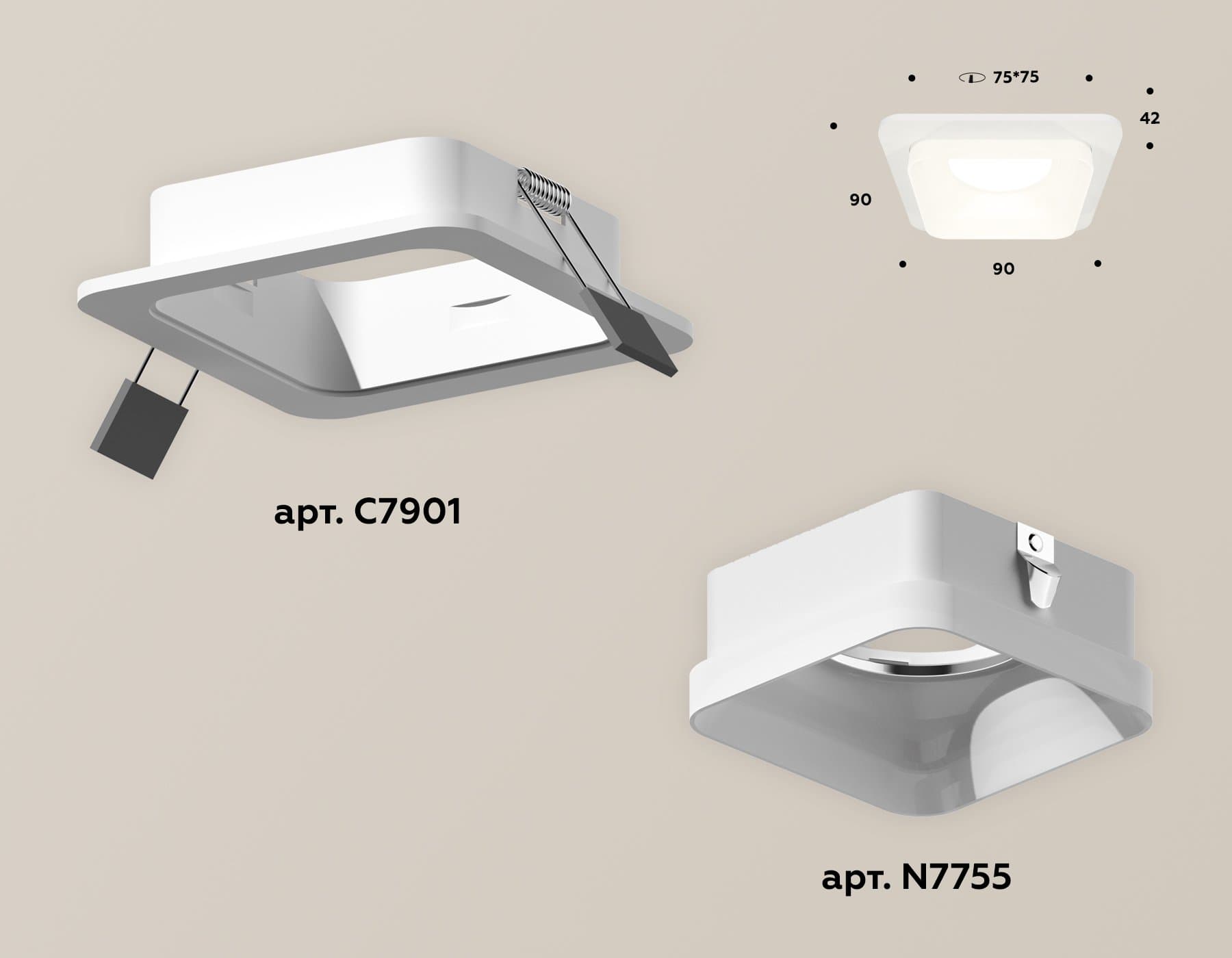 Ambrella Комплект встраиваемого светильника с акрилом XC7901013 SWH/FR белый песок/белый матовый MR16 GU5.3 (C7901, N7755) — миниатюра 2