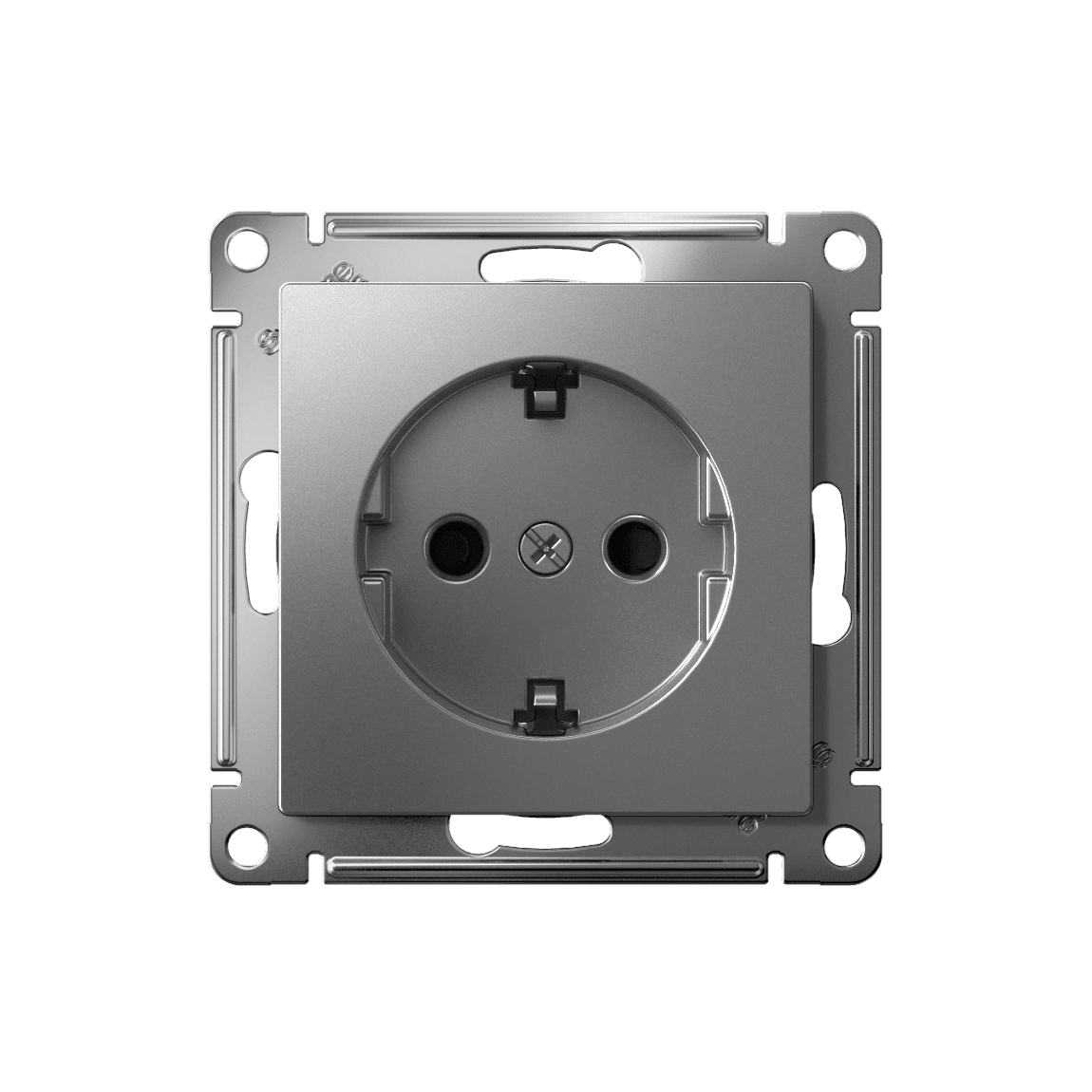 Systeme Electric AtlasDesign Сталь Розетка с заземлением со шторками, 16А, мех., быстрозажим. клем. — миниатюра 5