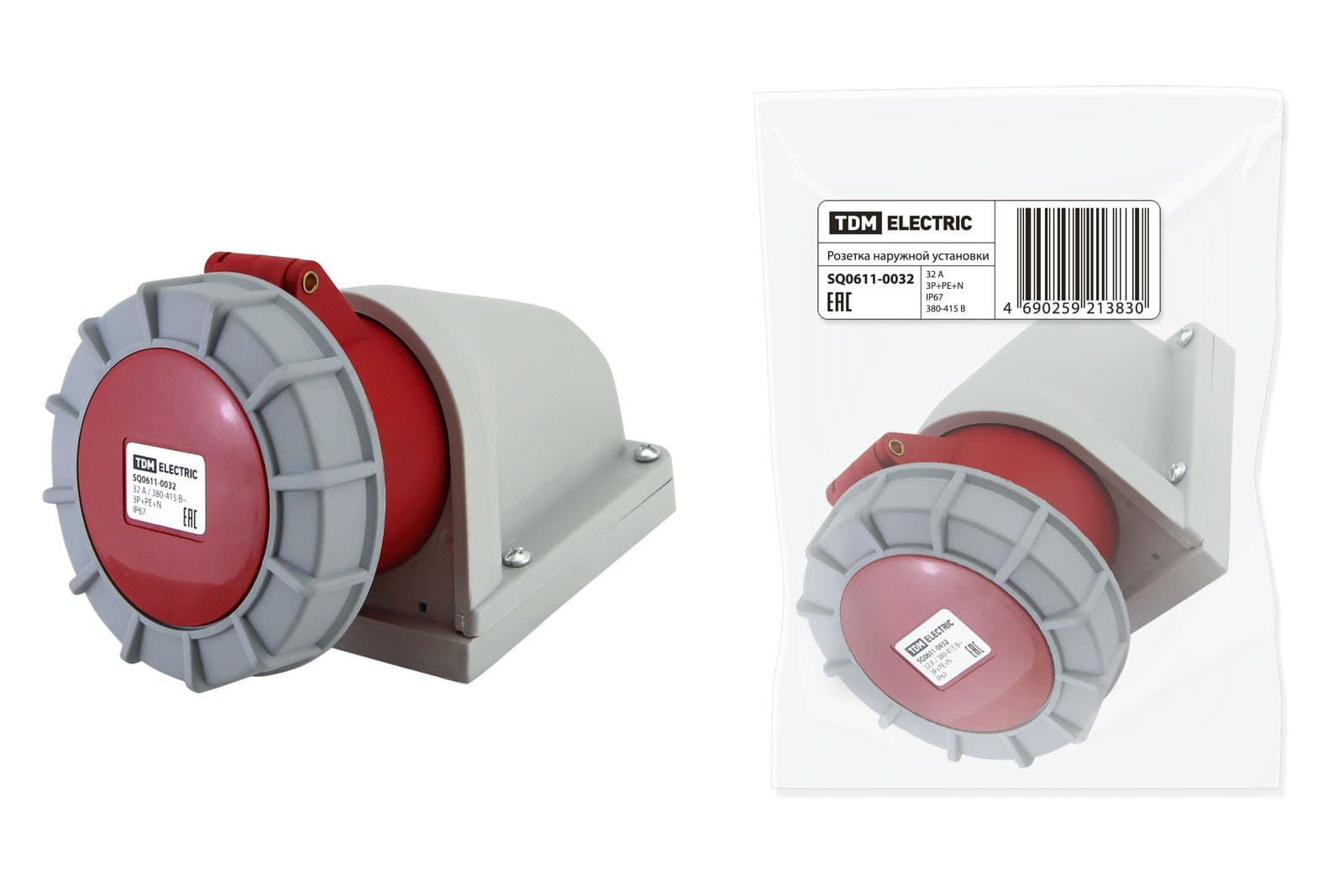 TDM Розетка наружной установки IP67 32А 3Р+РЕ+N 380В SQ0611-0032