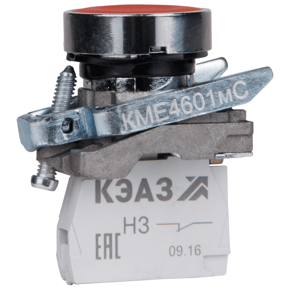 КЭАЗ Кнопка КМЕ4601мС-красный-0но+1нз-цилиндр-IP65