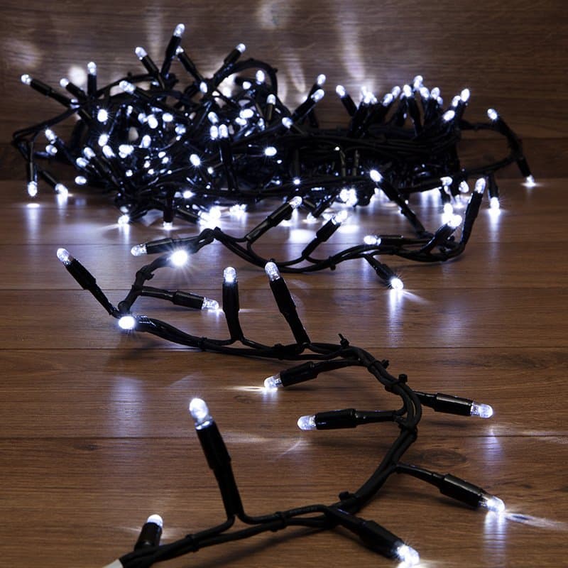 NEON-NIGHT Гирлянда «Кластер» 10 м, 200 LED, черный каучук, IP67, соединяемая, цвет свечения белый 315-255