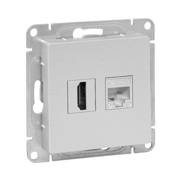 EKF Механизм розетки HDMI+RJ45 (cat5), алюминий Эпика — миниатюра 1