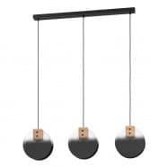 Eglo 390142 Подвес MILLENA, 3x40W(E27), сталь, черн, стекло, черный, серый, прозрачн