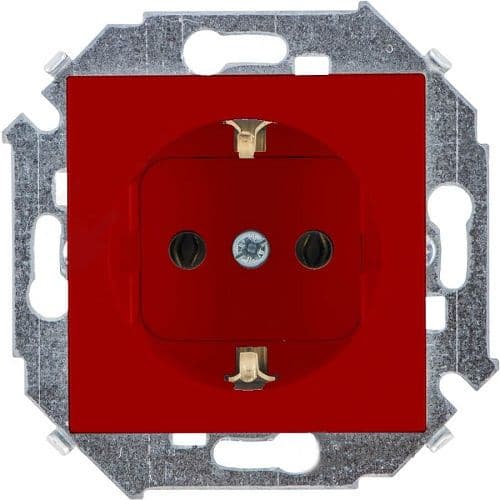 Simon 15 Красная Розетка с/з, 16А, 250В, винт.зажим 1591432-037 — миниатюра 2