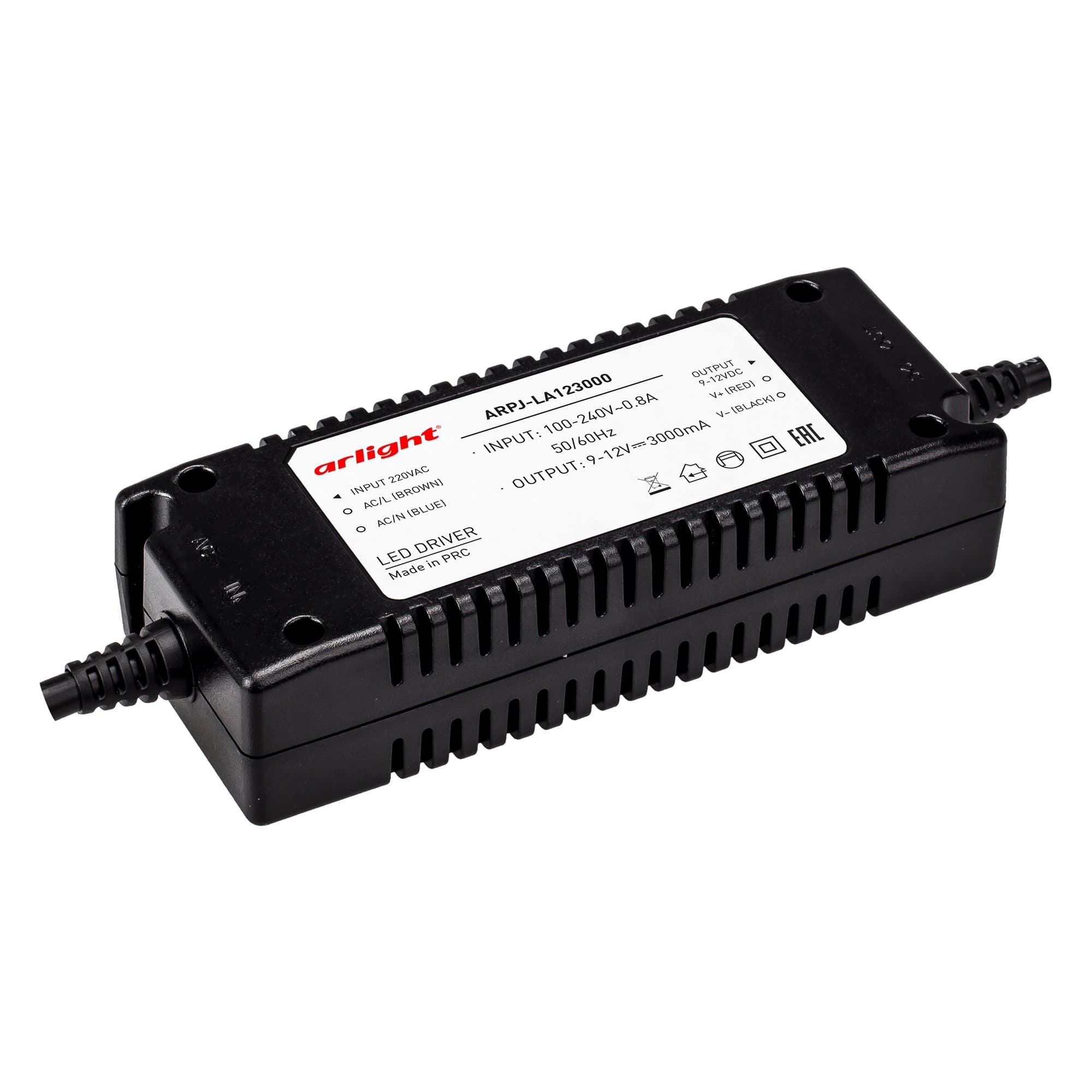 Arlight Блок питания ARPJ-LA123000 (36W, 3000mA) (IP40 Пластик, 2 года) 017019 — миниатюра 1