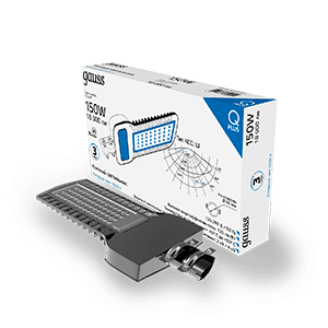 Gauss Светильник уличный Qplus 150W 18000lm 5000K 120-260V IP65 535*260*64мм черный КСС "Ш" LED 629535315