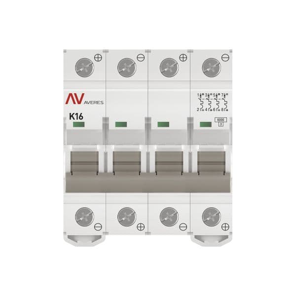EKF Выключатель автоматический AV-6 DC 4P 16A (K) 6kA AVERES — миниатюра 3