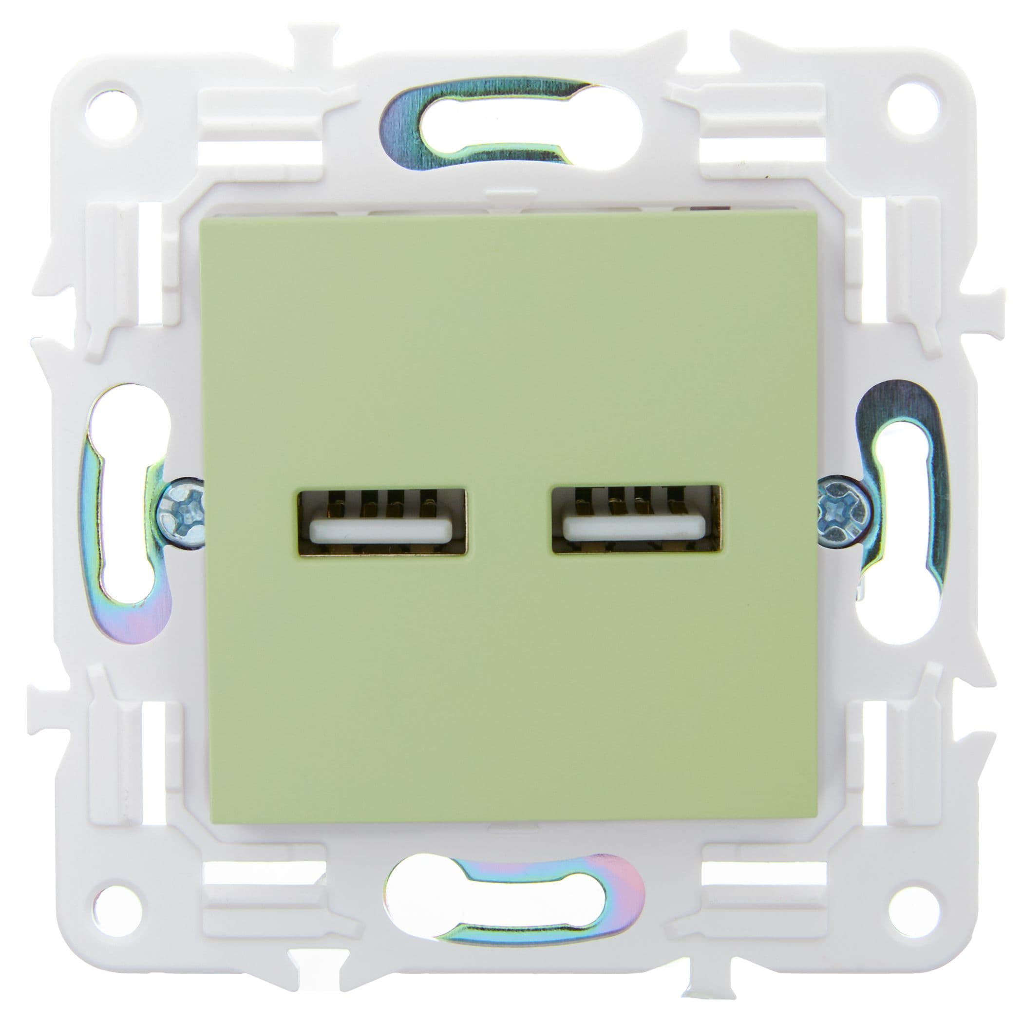 IEK SKANDY Мятный Розетка USB A+A 3,1А SK-R15G — миниатюра 2