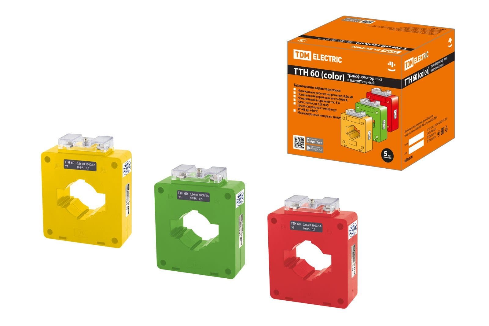 TDM Трансформатор тока измерительный ТТН  60/ 600/5-10VA/0,5-Р (3 шт., color) SQ1101-1217