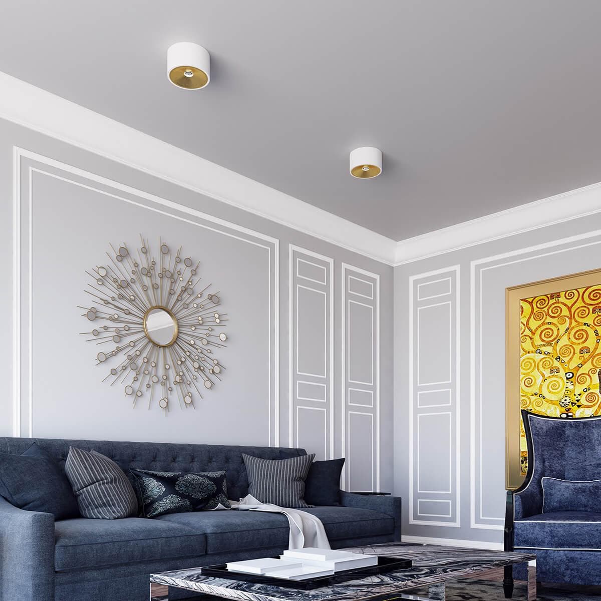 Odeon Light 3892/1C HIGHTECH ODL20 белый с золотом Потолочной накладной светильник GU10 1*50W 220V GLASGOW — миниатюра 4
