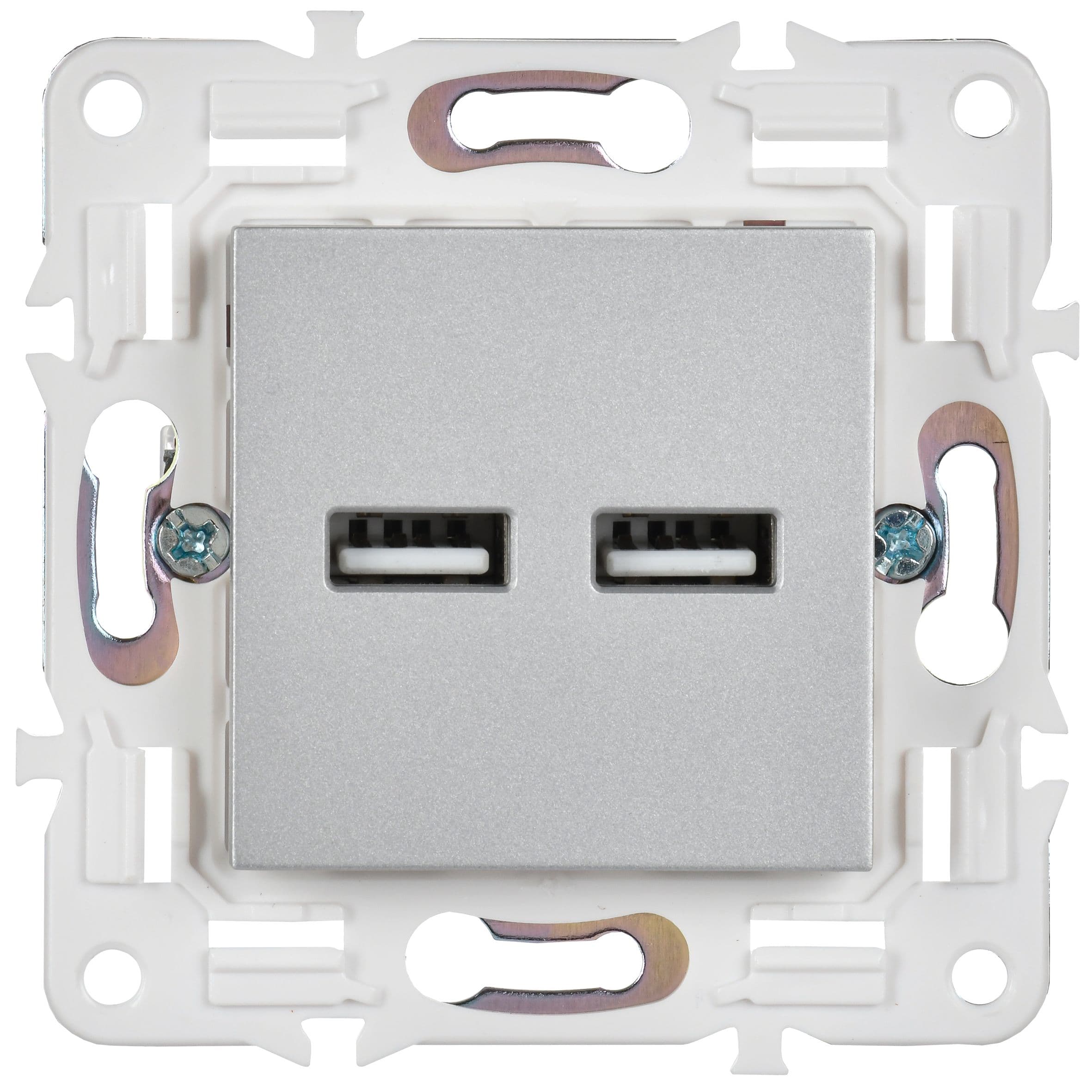 IEK SKANDY Серебряный Розетка USB A+A 3,1А SK-R15S — миниатюра 2
