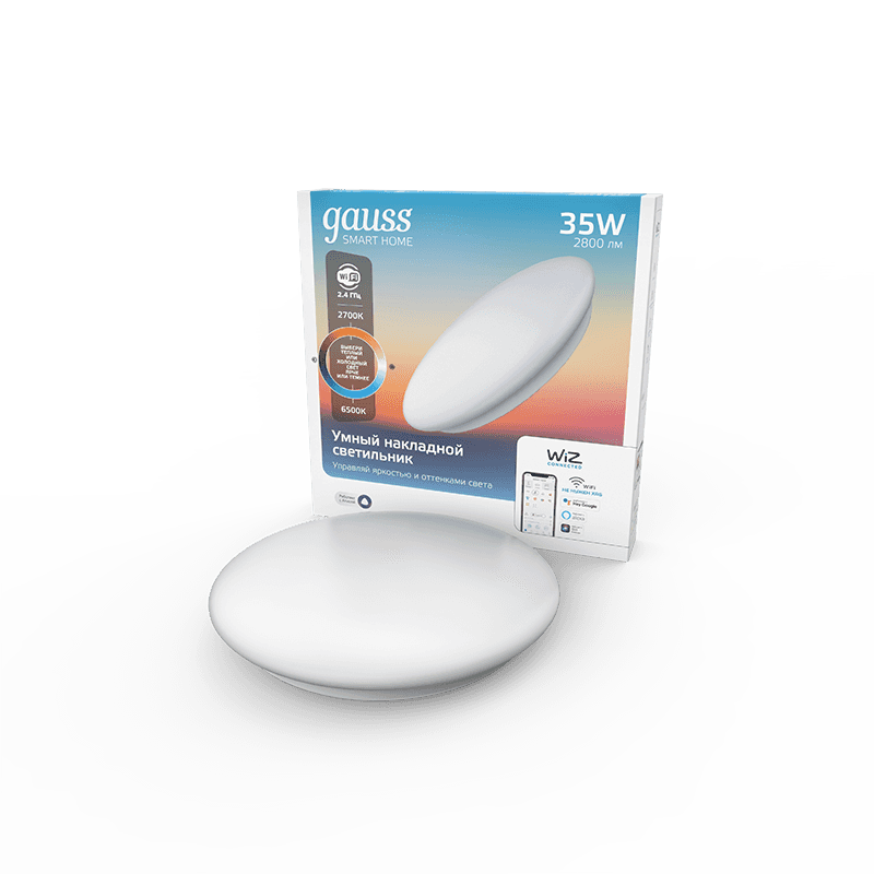 Gauss Cвет-ик SmartHome наст-потол 35W2800lm2700-6500К198-264V IP20 400*70мм изм.цвет.тем.+дим LED 2060112 — миниатюра 1