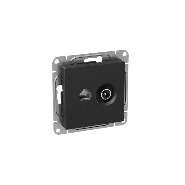 EKF Механизм розетки TV+RJ45 (cat5), чёрный Эпика — миниатюра 4