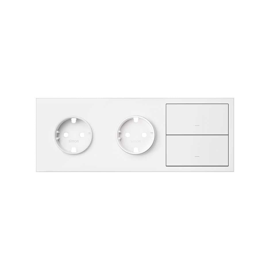 Simon 100 Белый матовый Кит 3 поста, фронт. Накладка на 2 розетки Schuko + 2 клавиши выключателей 10020310-230