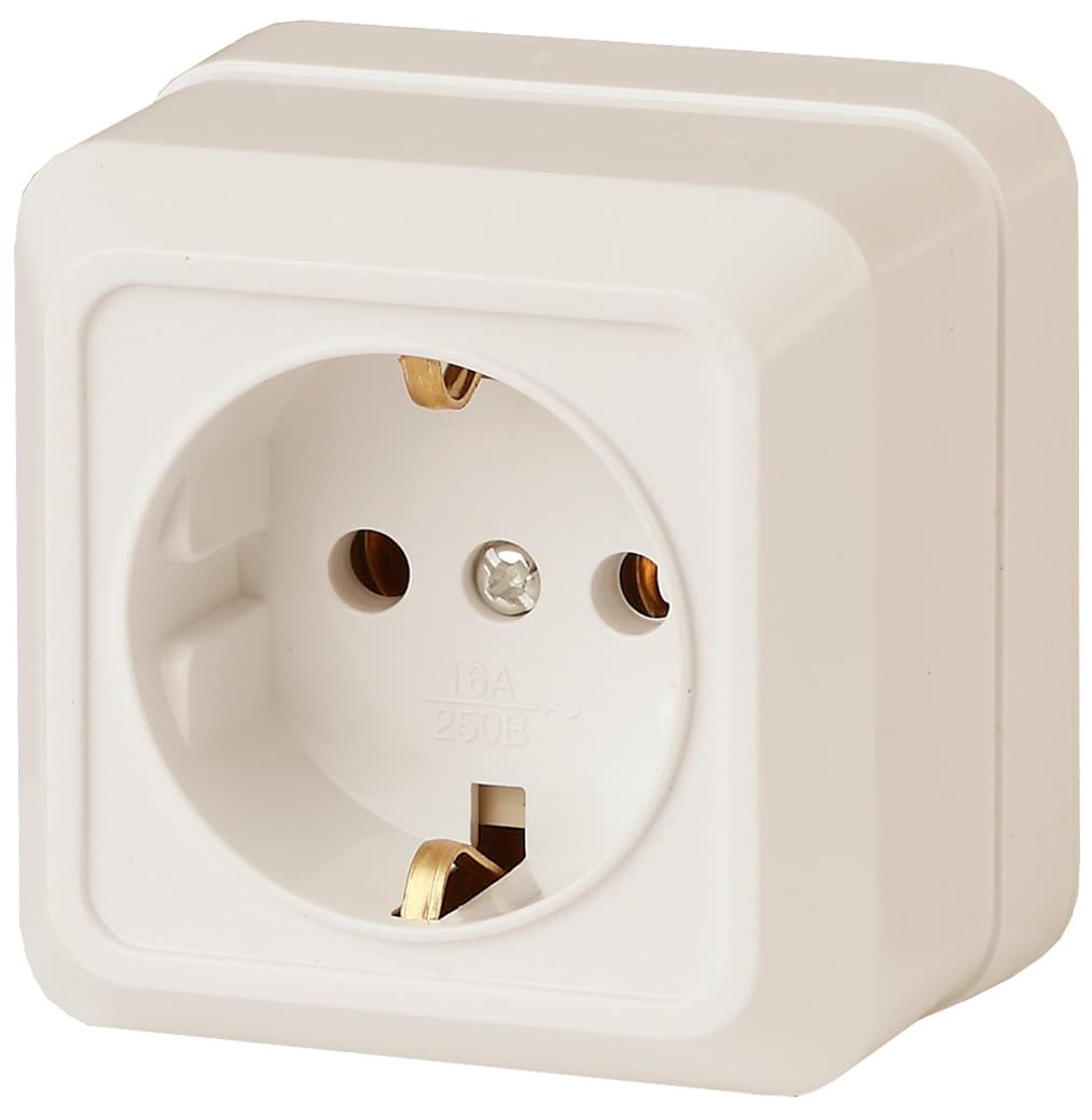 Intro Розетка Quadro 2-202-02 с заземлением 2P+E Schuko, 16А-250В, IP20, ОУ, слоновая кость