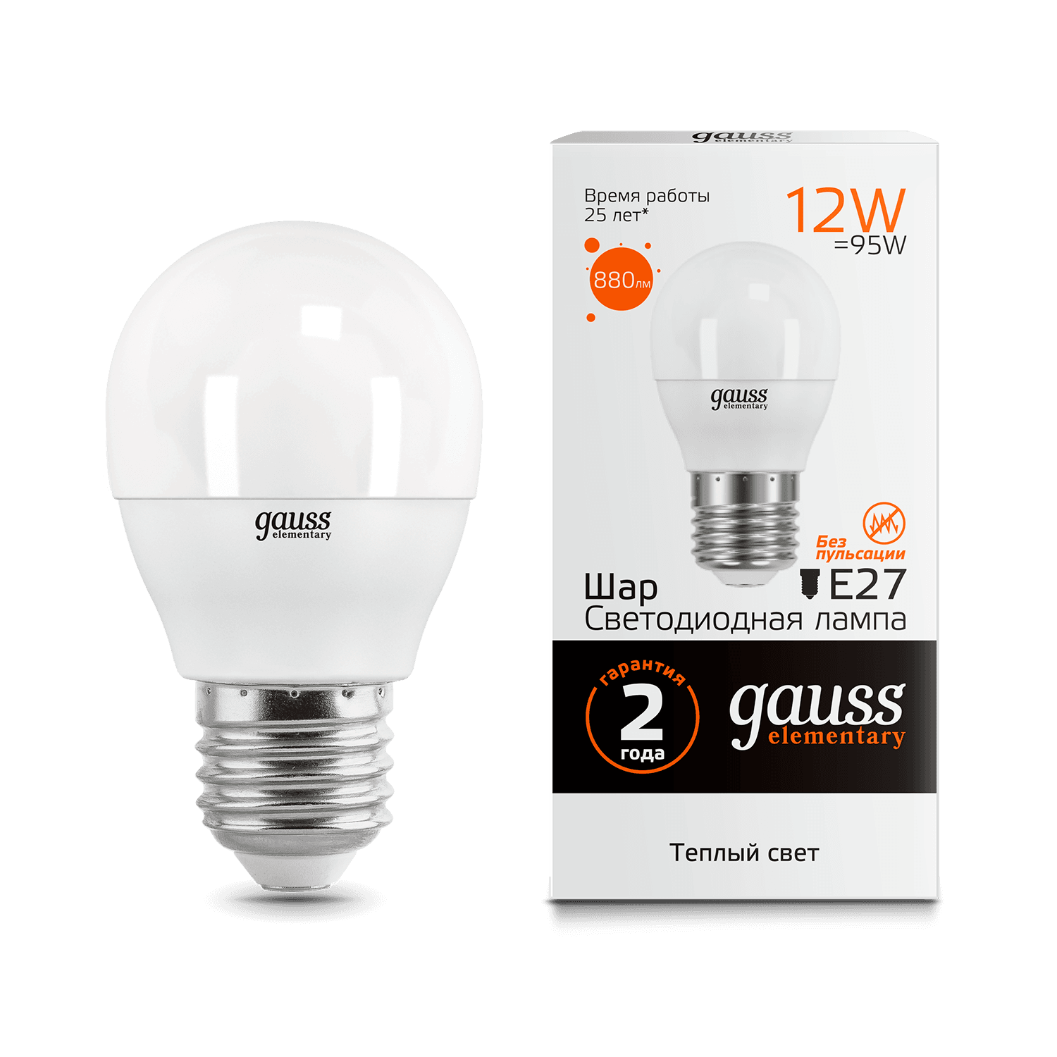 Gauss Лампа Elementary Шар 12W 880lm 3000K Е27 LED 53212 — миниатюра 8