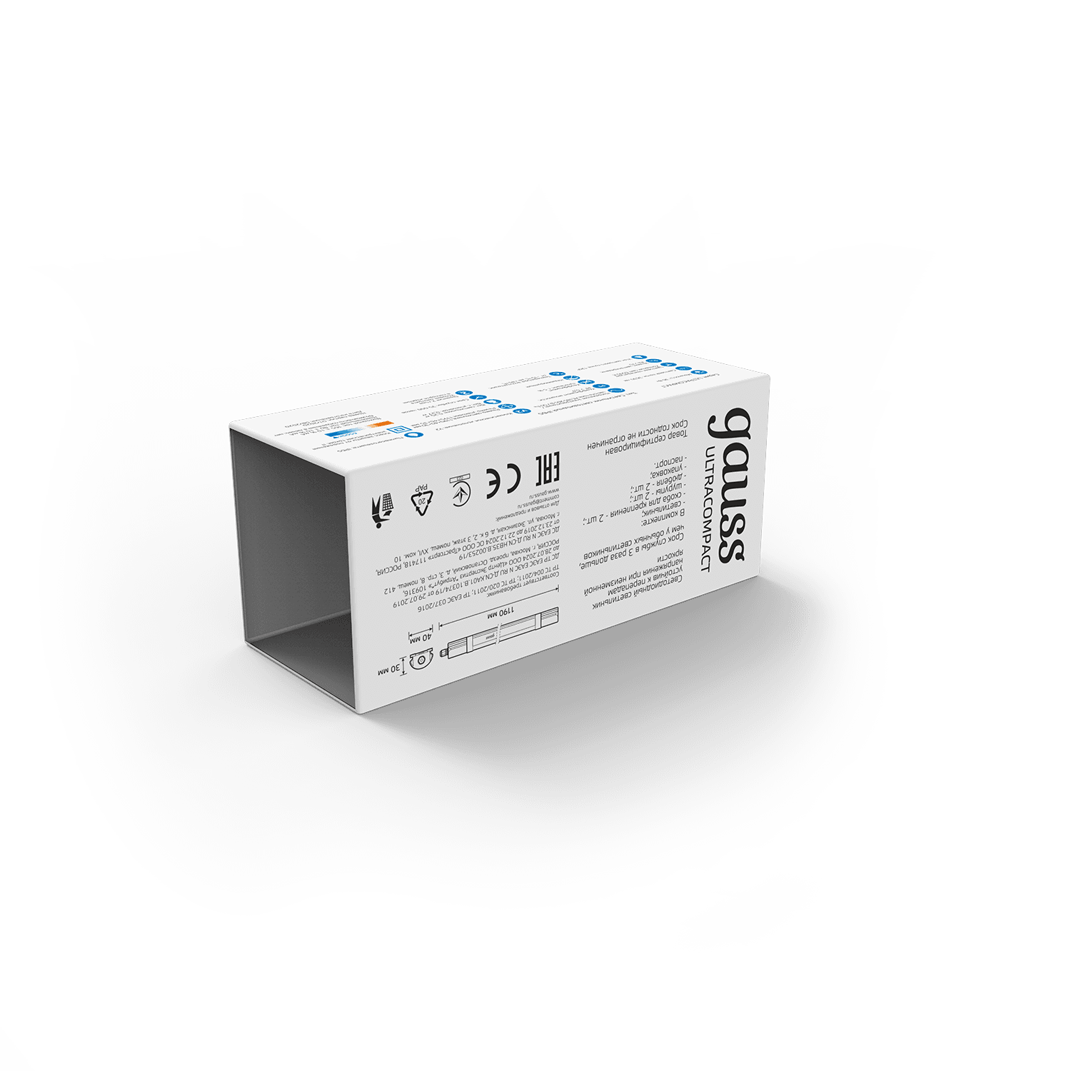 Gauss Светильник линейный ULTRACOMPACT 36W 3630lm 6500K 185-265V IP65 1190*40*30мм LED 143425336 — миниатюра 4