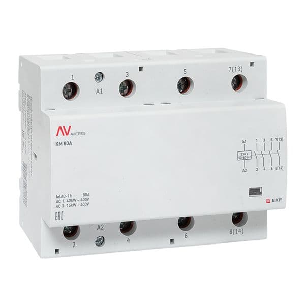 EKF Контактор модульный КМ 80А 4NO 230В АС (6 мод.) AVERES