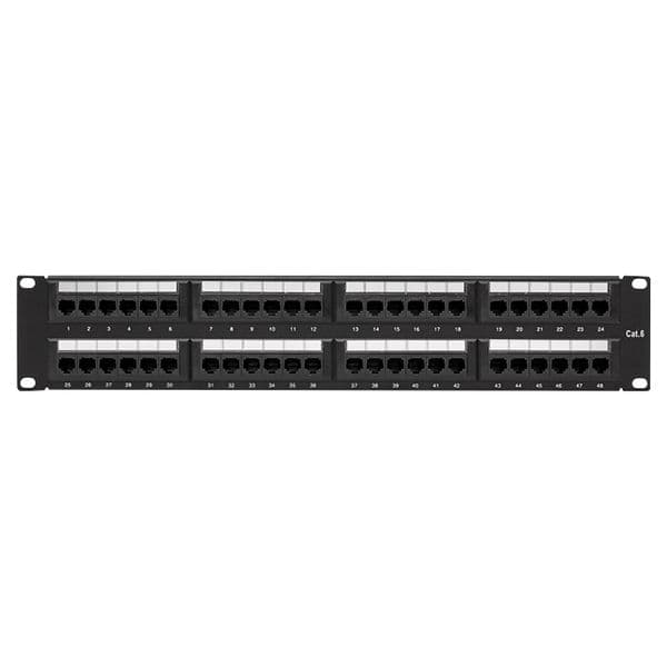EKF Патч-панель TERACOM CS 19'' Cat.6A 1U полный экран STP 24 порта RJ-45 Dual IDC с органайзером — миниатюра 2