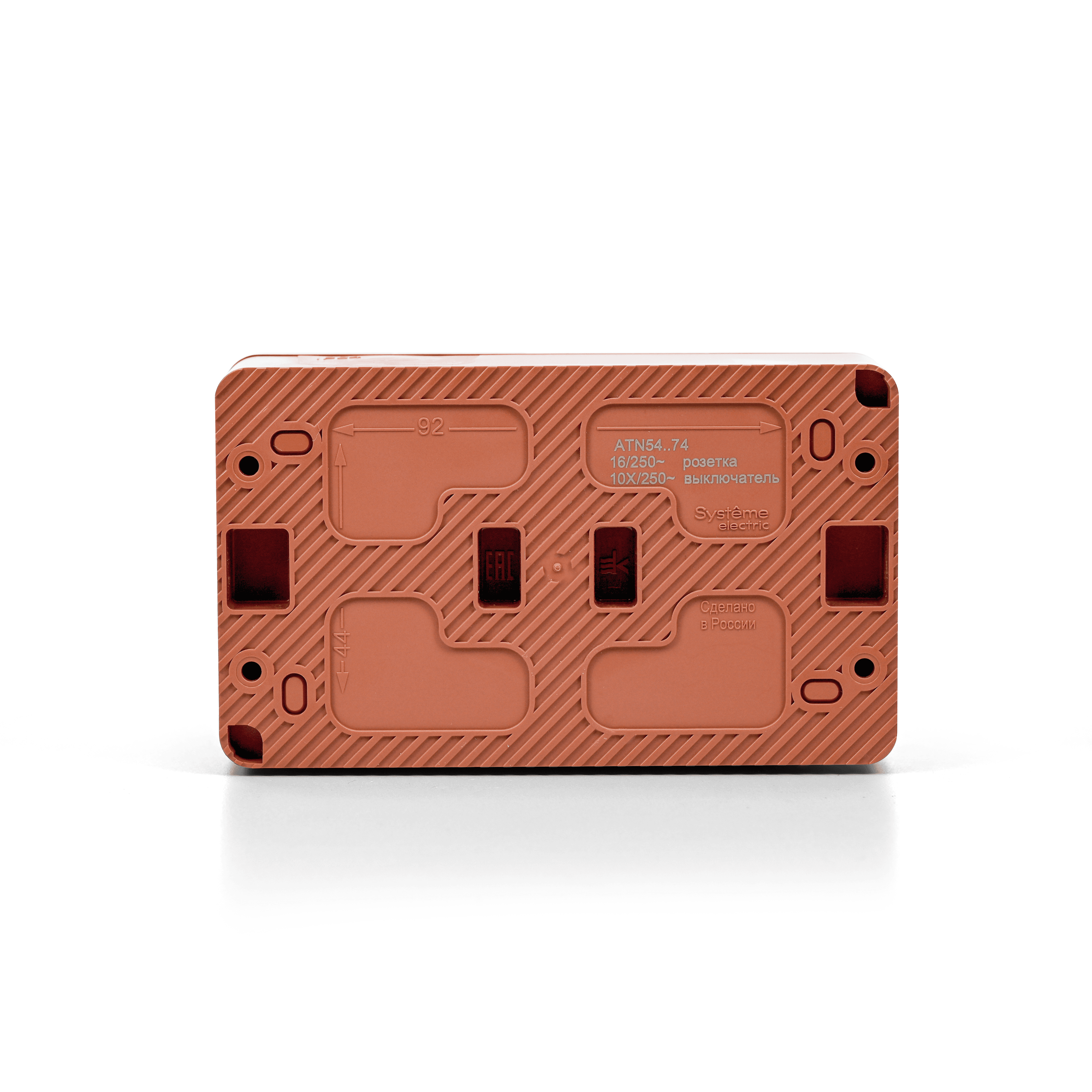 Systeme Electric AtlasDesign Profi54 Наруж Терракотовый Блок: Роз. з/к со шт. 16А, Выкл. 2-клав.10А — миниатюра 6
