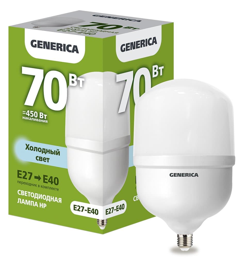 IEK GENERICA Лампа LED HP 70Вт 230В 6500К E27-E40 LL-HP-70-230-65-E27-E40-G