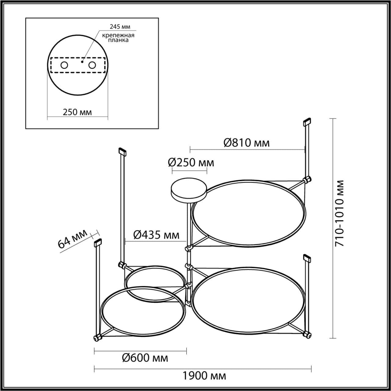 Odeon Light 4995/150L L-VISION ODL23 377 матов.золотой/черный/металл/акрил Люстра LED 150W 3000K VIKEMA — миниатюра 2