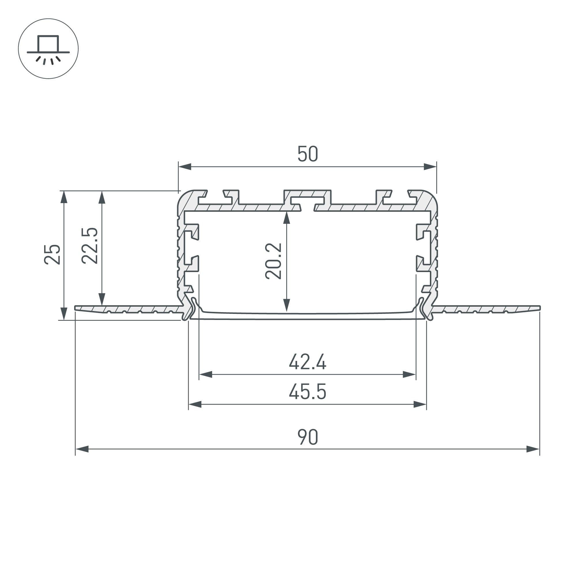 Arlight Профиль KLUS-POWER-W50H25-F-HIDE-2000 (Алюминий) 028918 — миниатюра 2